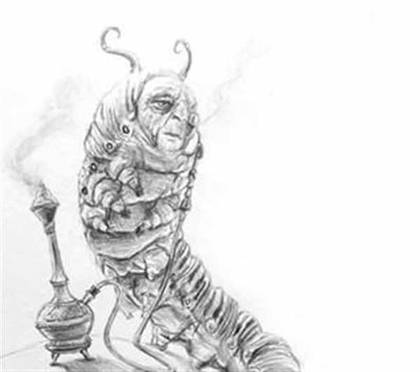 Гусеница из Алисы в стране чудес раскраска