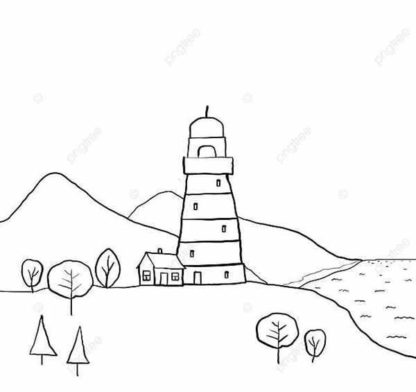 Раскраски Маяк и море