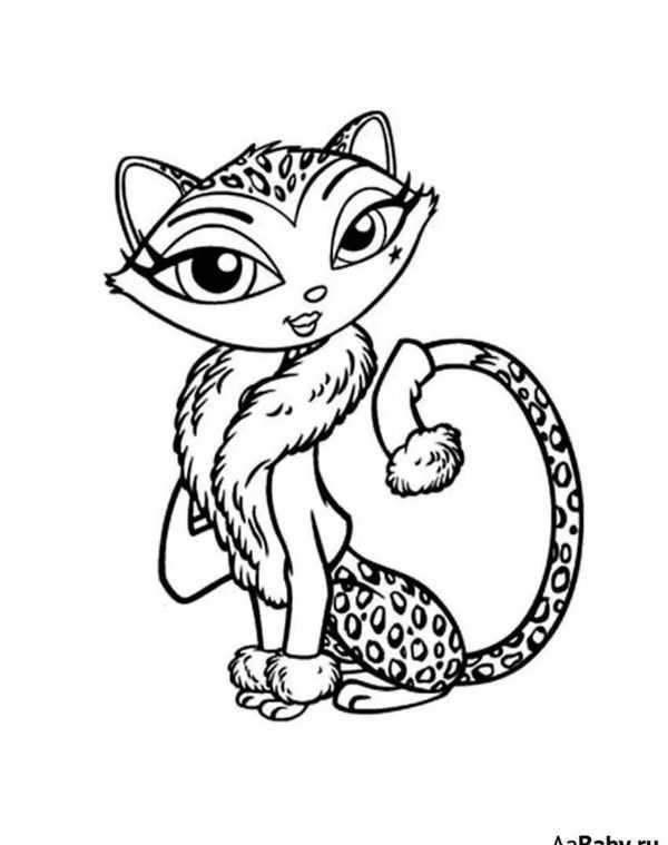 Раскраска кошка с котятами