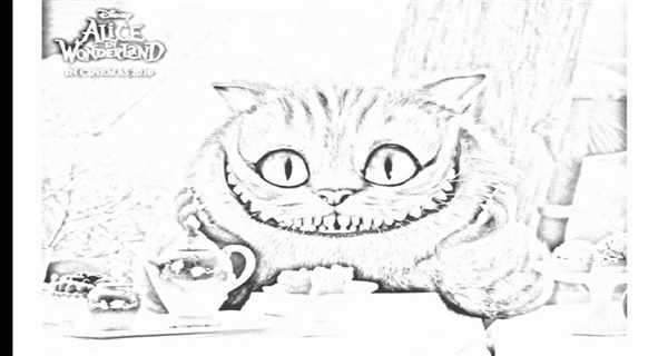 Чеширский котик раскраска