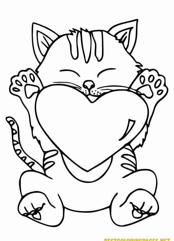 Раскраска кошка с котятами