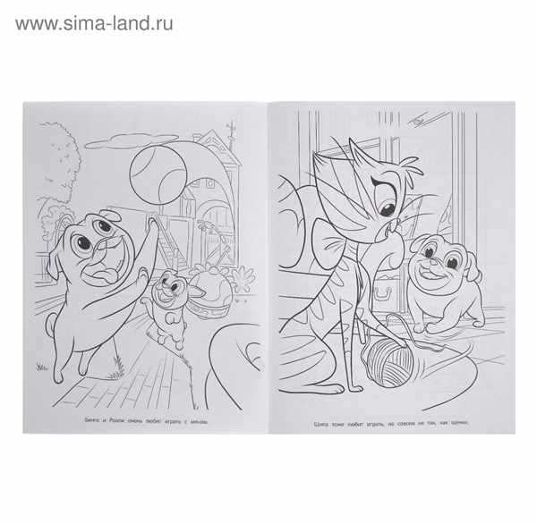 Бинго и роли дружные мопсы раскраска
