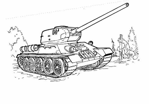 Раскраска танк т34 Военная техника