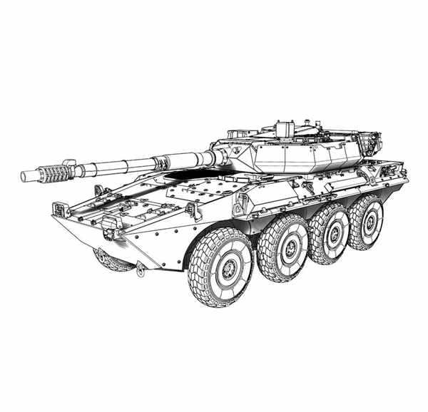 Футуристический Танк в Забавной Раскраске