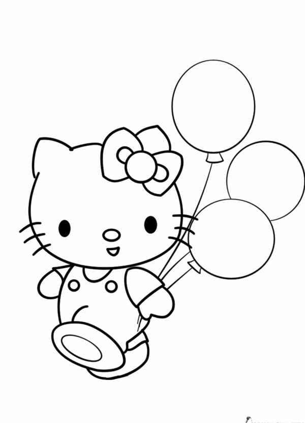 Hello Kitty с сердечком раскраска