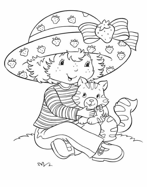 Кошечка в шляпке раскраска