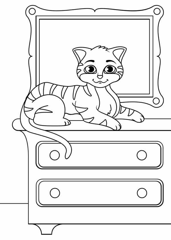 Кошка на Кубиках Веселая Раскраска
