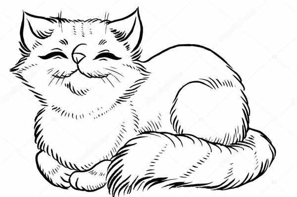Нарисовать лежащего кота