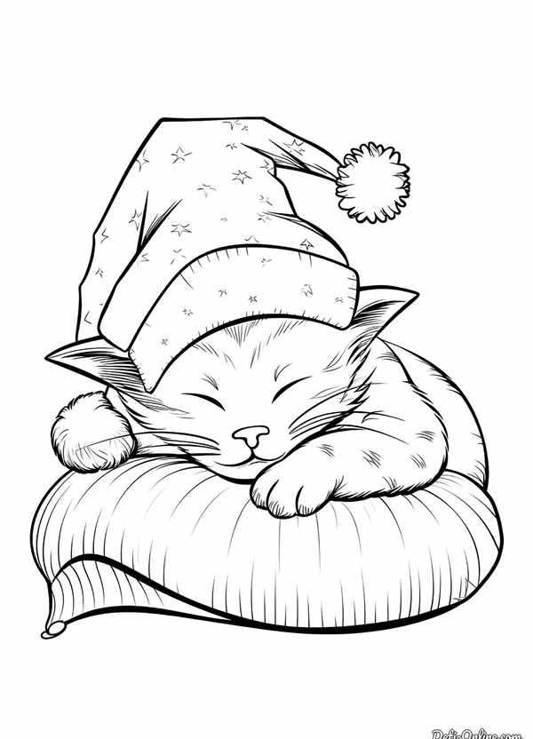 Котик раскраска полосатый для детей