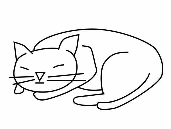 Кошка спит раскраска для детей