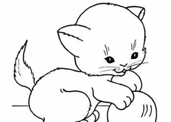Котенок с клубочком раскраска