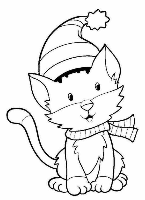 Новогодний кот раскраска