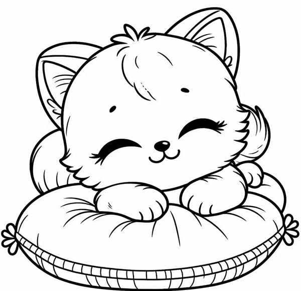 Котик в новогодней шапке раскраска легкий