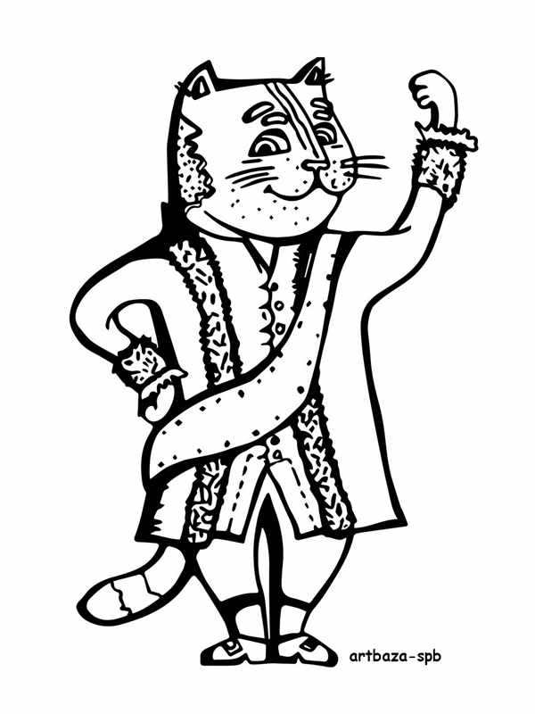 Раскраска котик с елкой