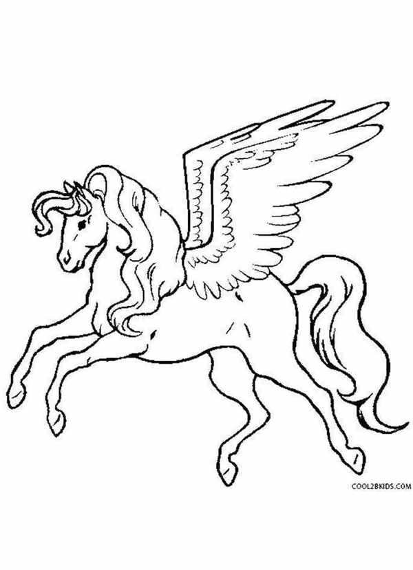 Крылатый Пегас в красках весёлая раскраска