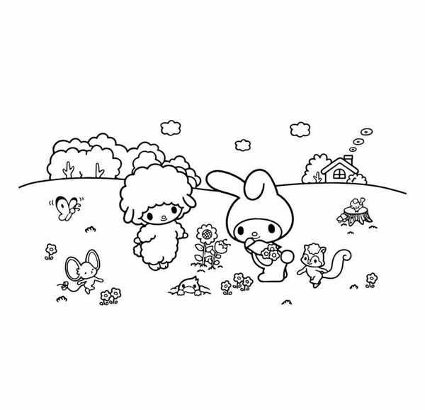 My Melody Kuromi раскраска