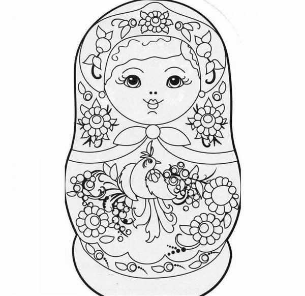 Дымковская игрушка Матрешка раскраска