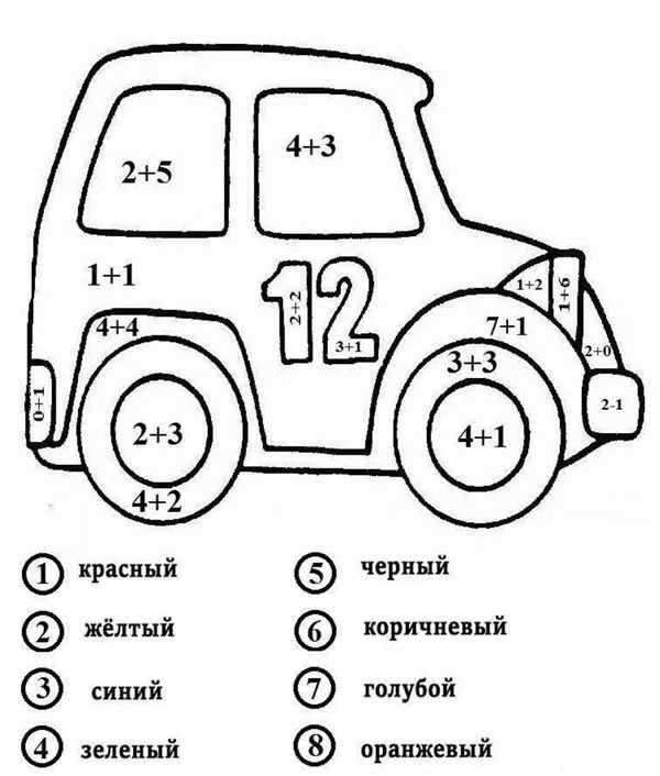 Математические раскраски 1 класс