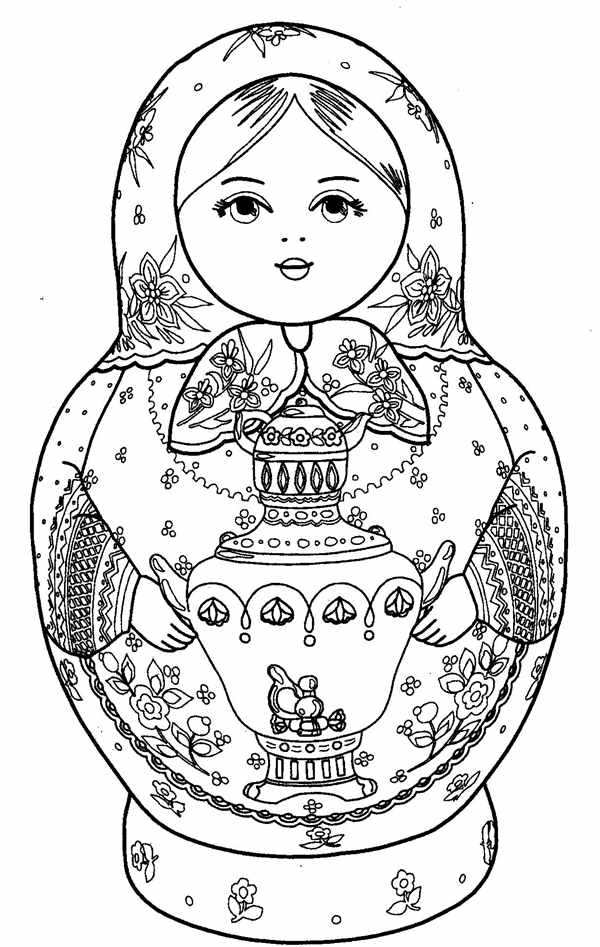 Семёновская матрёшка раскраска