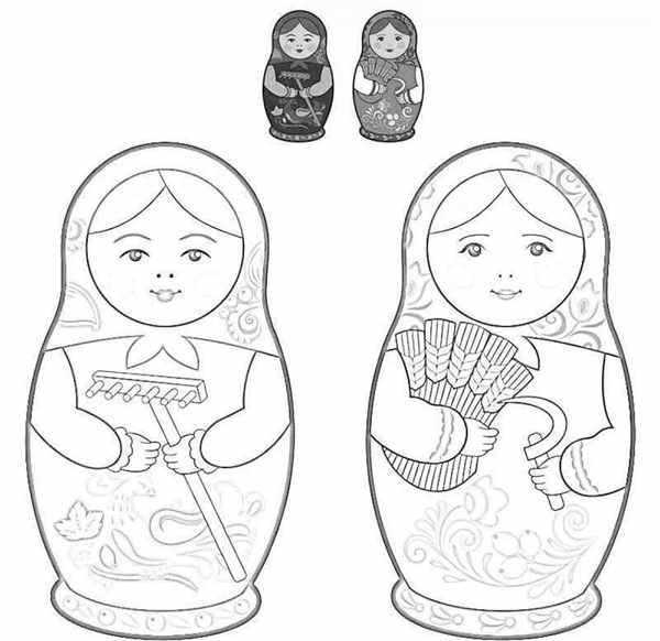 Матрёшка в красках интерактивная раскраска
