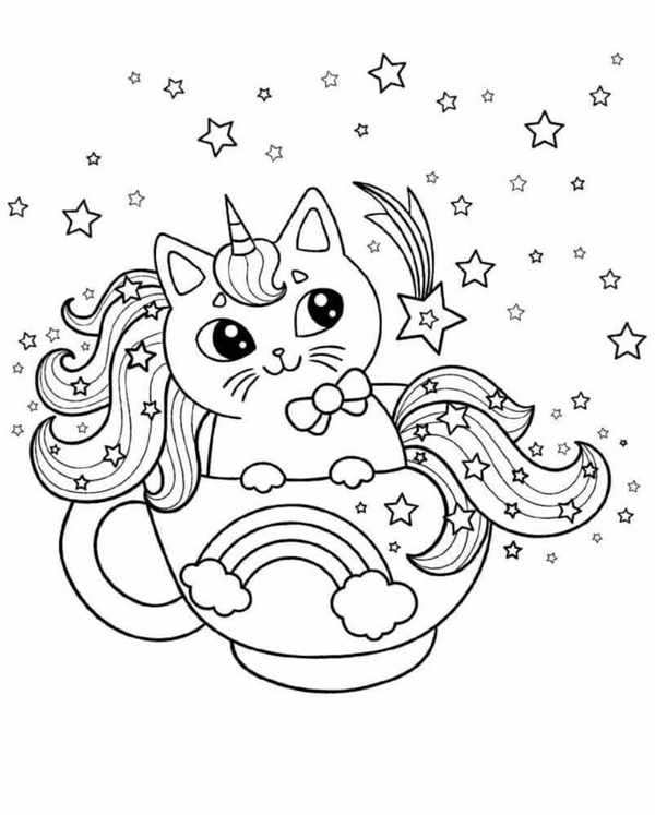 Котик на Луне раскраска