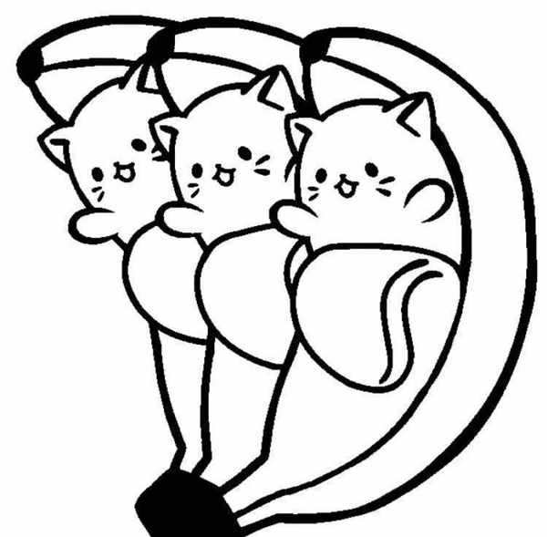 Милая семья котиков веселая раскраска