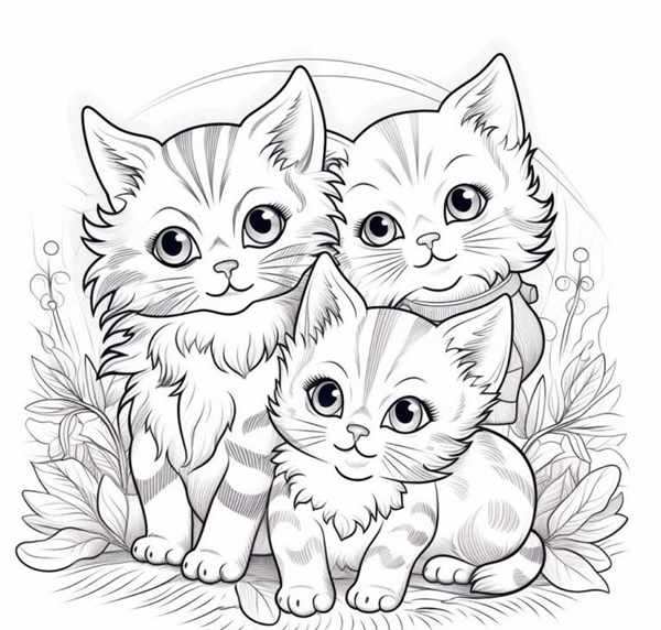 Котик с сердечком раскраска для детей