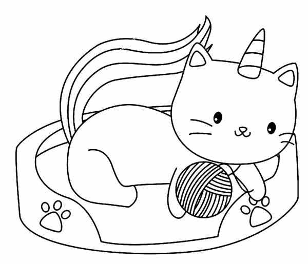 Кошка Единорог раскраска