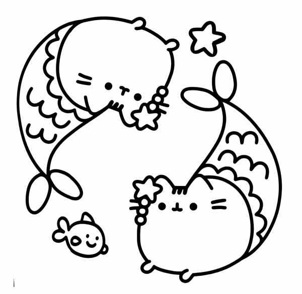 Раскраска котик Единорожка
