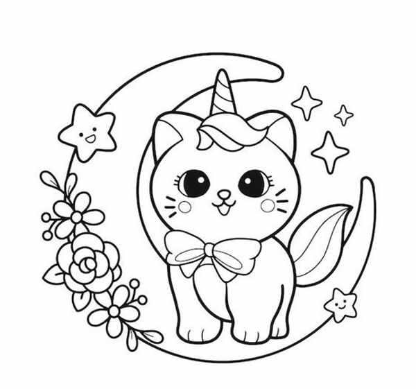 Милый котединорог в красках