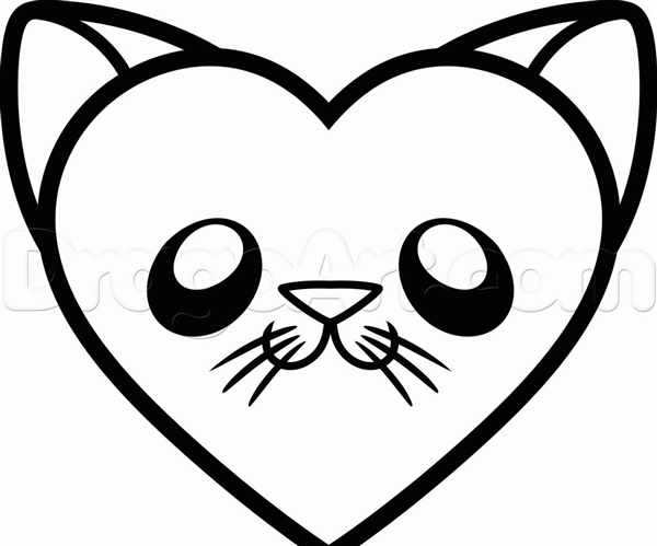 Раскраска котик с сердечком