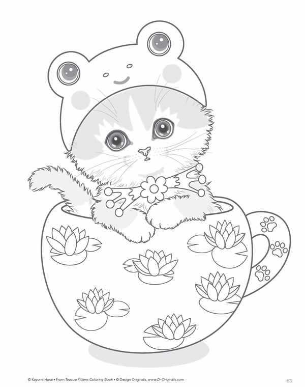 Раскраска котики с сирдечкам