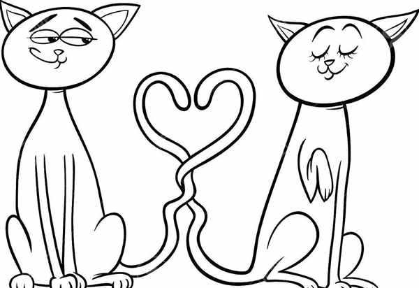 Котенок с сердечком раскраска