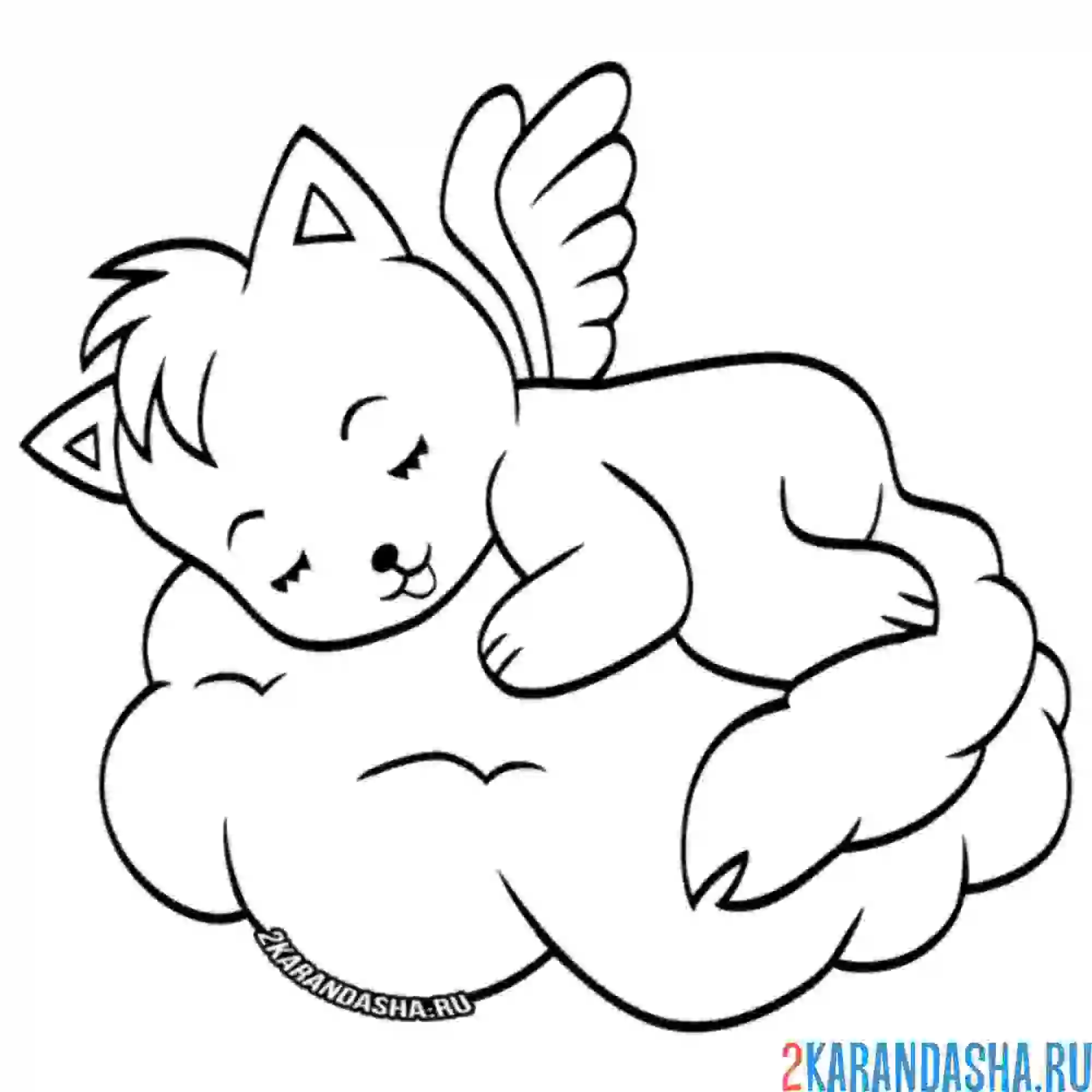 Спящий кот раскраска