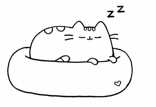 Кошка спит раскраска для детей