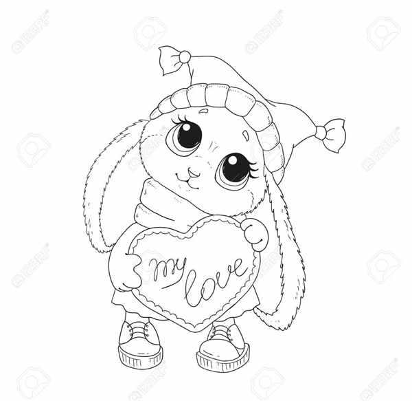 Раскраска игрушка зайчик