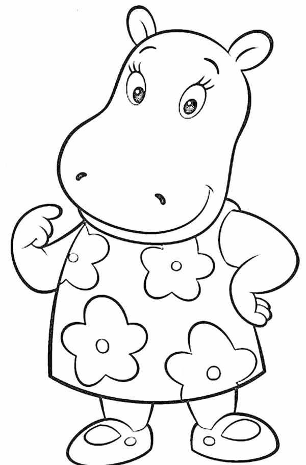Раскраска Бегемот для детей 3-4 лет