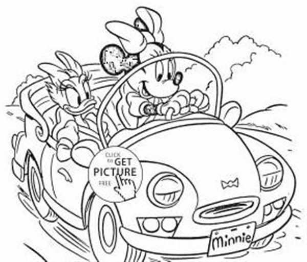 Минни в веселой раскраске на прогулке