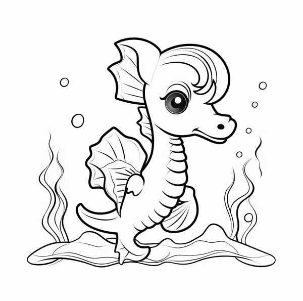 Seahorse раскраска для детей