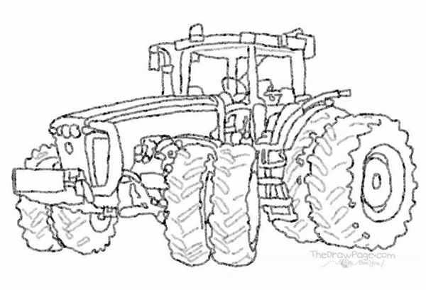 Раскраска трактор John Deere