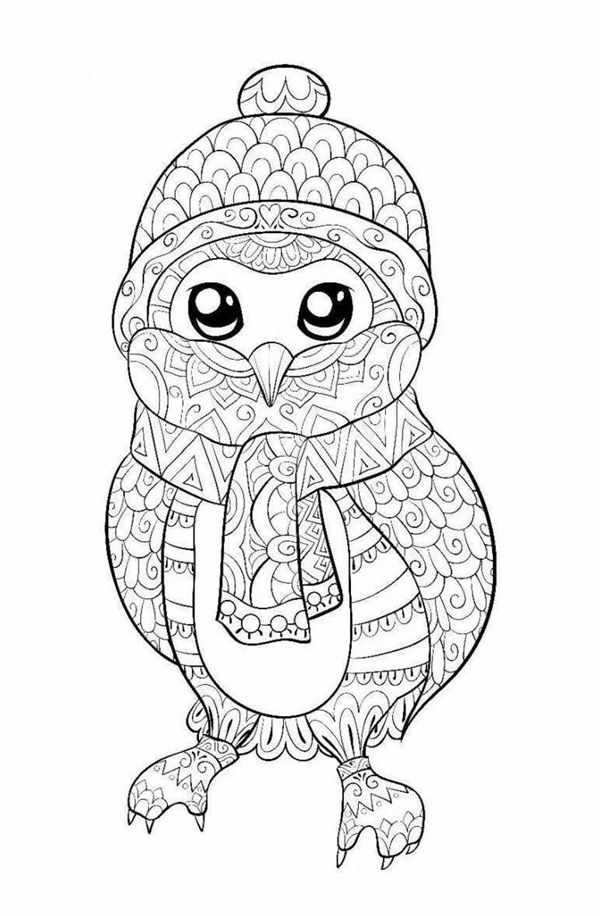 Новогодняя Сова раскраска