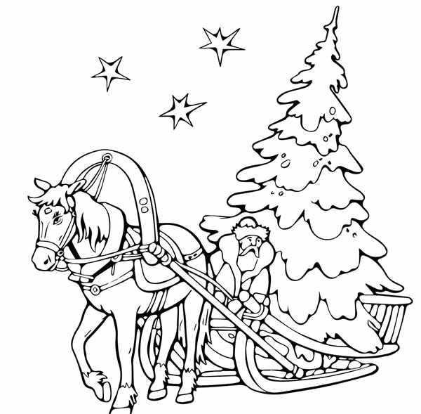 Новогодний конь раскраска