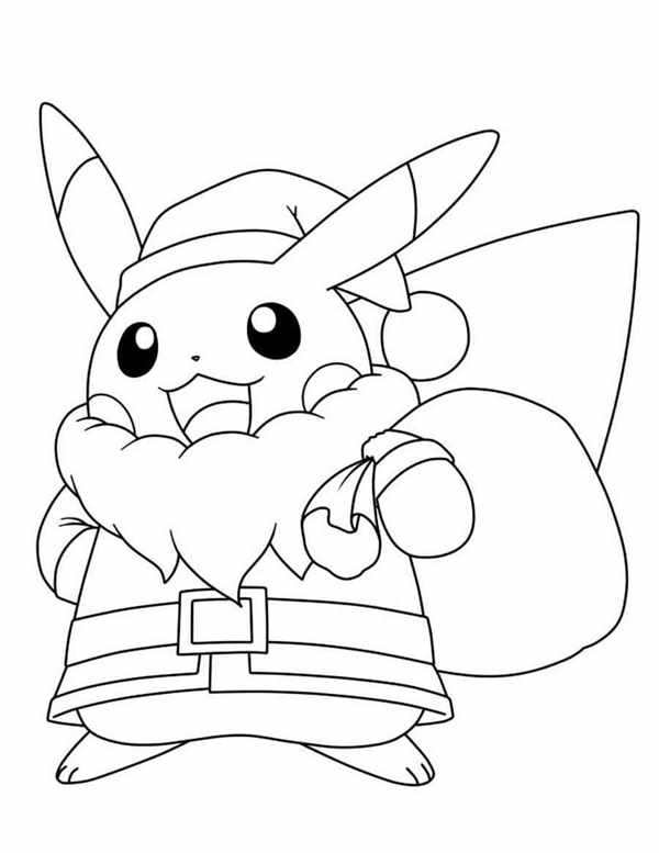 Пикachu в новогодней раскраске
