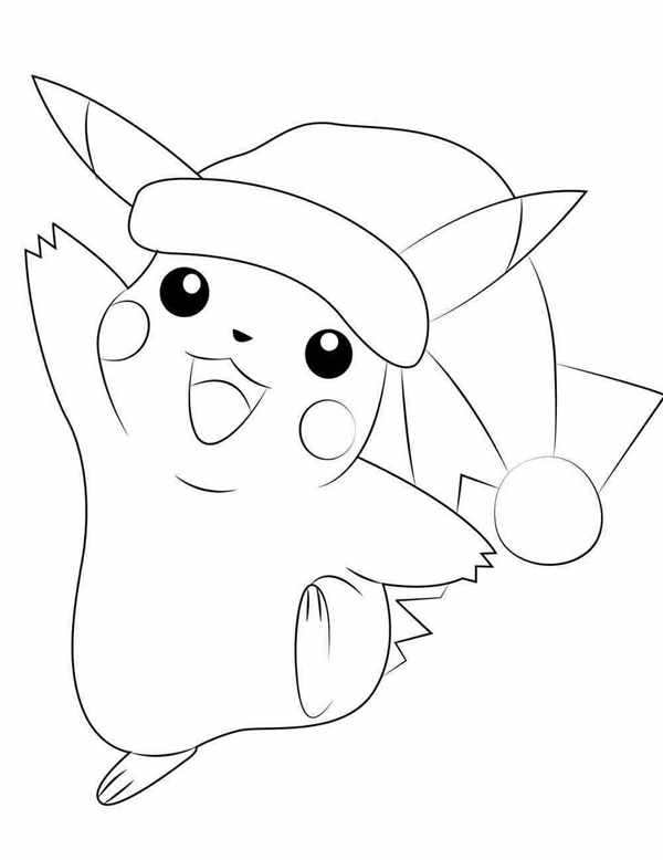 Пикachu в новогодней раскраске