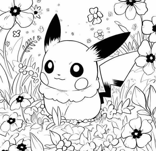 Пикachu в ярких цветах Раскраска с флагом