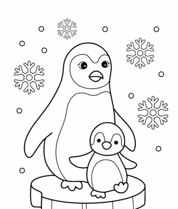 Новогодний Пингвин раскраска