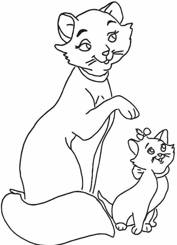 Раскраска кошка с котятами
