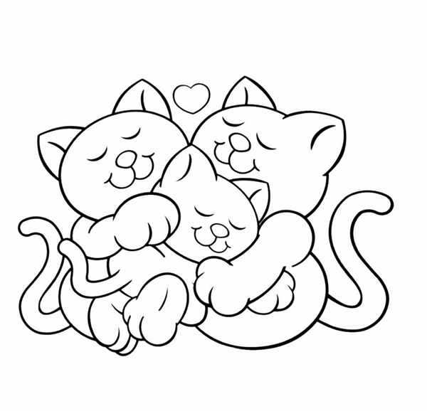 Кошка с котенком раскраска для детей