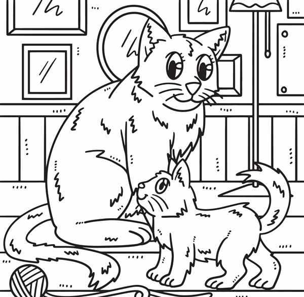 Кошки. Раскраска