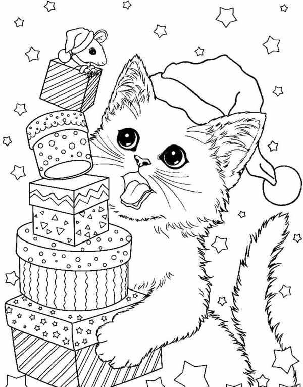 Кошка Единорог раскраска